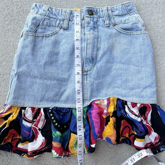 Vintage 90s Rare Absolutely No! Jeans Authentic Venom Skirt Fabric Ruffle Bottom - Picture 12 of 12